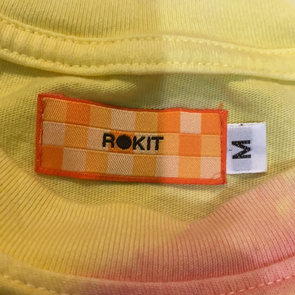New Rokit Abstract Long Sleeve Yellow Tie-Dye Tee - Picture 4 of 5